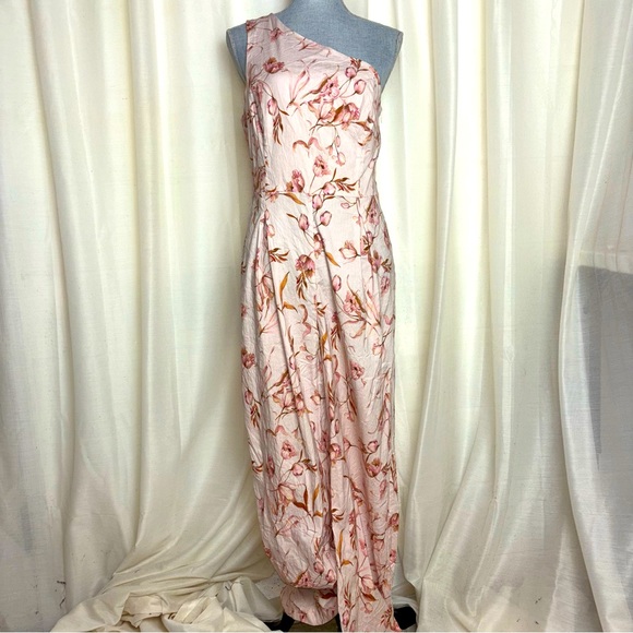 Antonio Melani Carlos Linen Blend Floral One Shoulder Wide Leg Jumpsuit - Picture 1 of 16